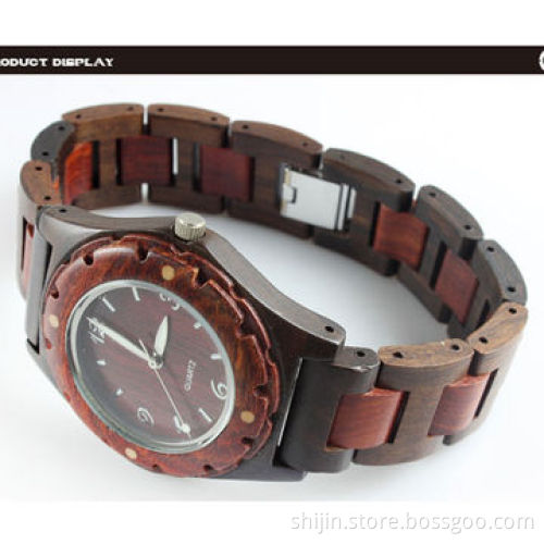 Wooden watch with red and black sandalwood for couples, environmental, China manufacturer, OEM